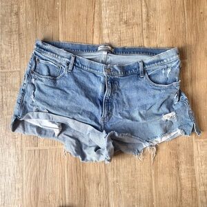 Abercrombie & Fitch Light Blue Distressed Denim Cutoff Shorts